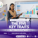 A Lady, Tamil Nadu digital marketing strategist presenting data-driven marketing strategy to team.